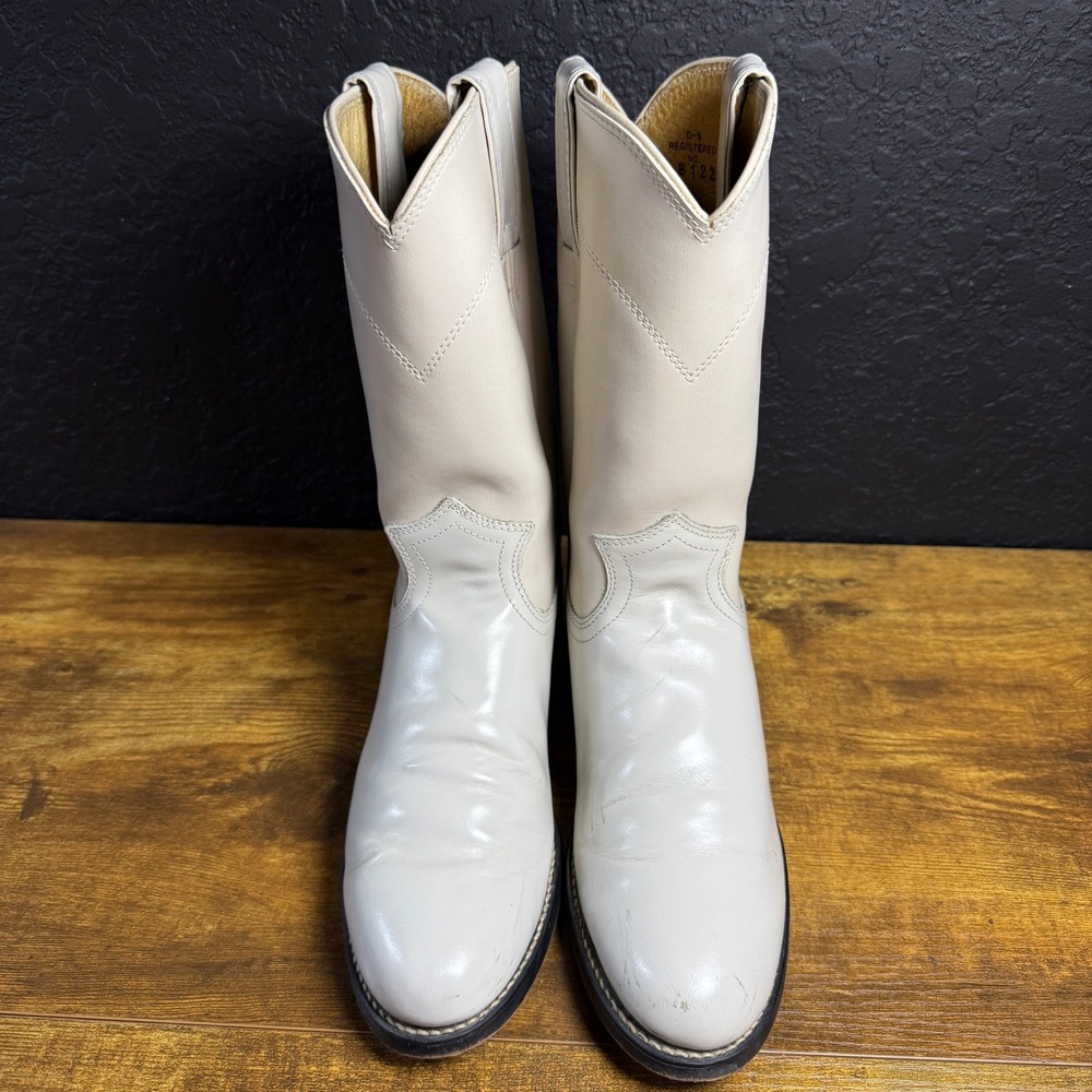 Diamond J 3713 White Leather Western Cowboy Boots Womens Size 5.5 B - Picture 2 of 6